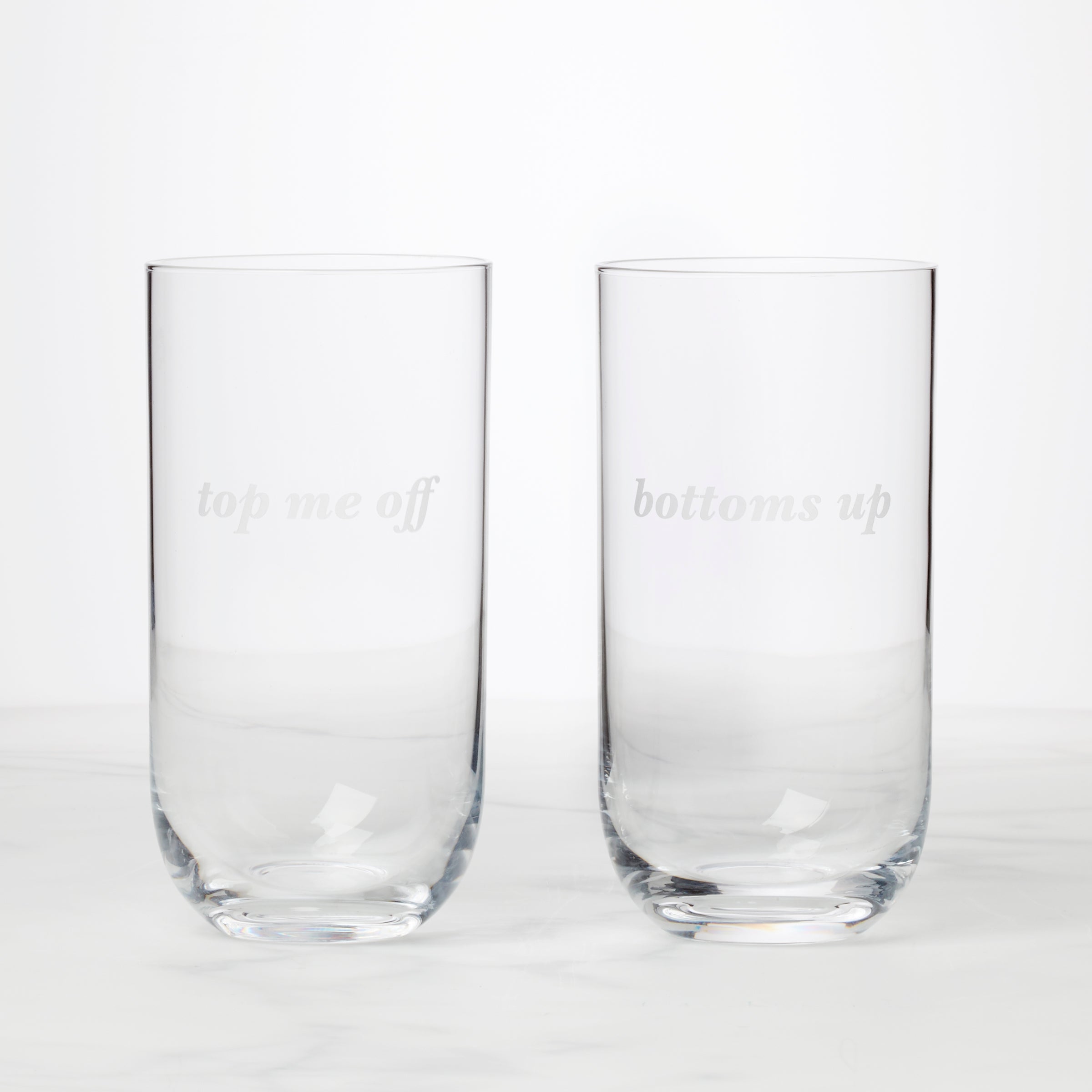 Bottoms Up & Top Me Off Highball Glasses - Set Of 2