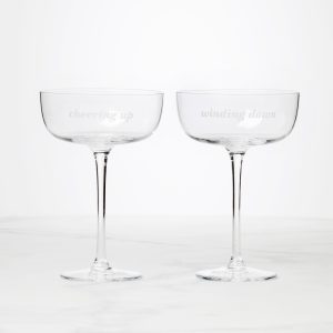 Winding Down & Cheering Up Coupe Glasses - Set Of 2