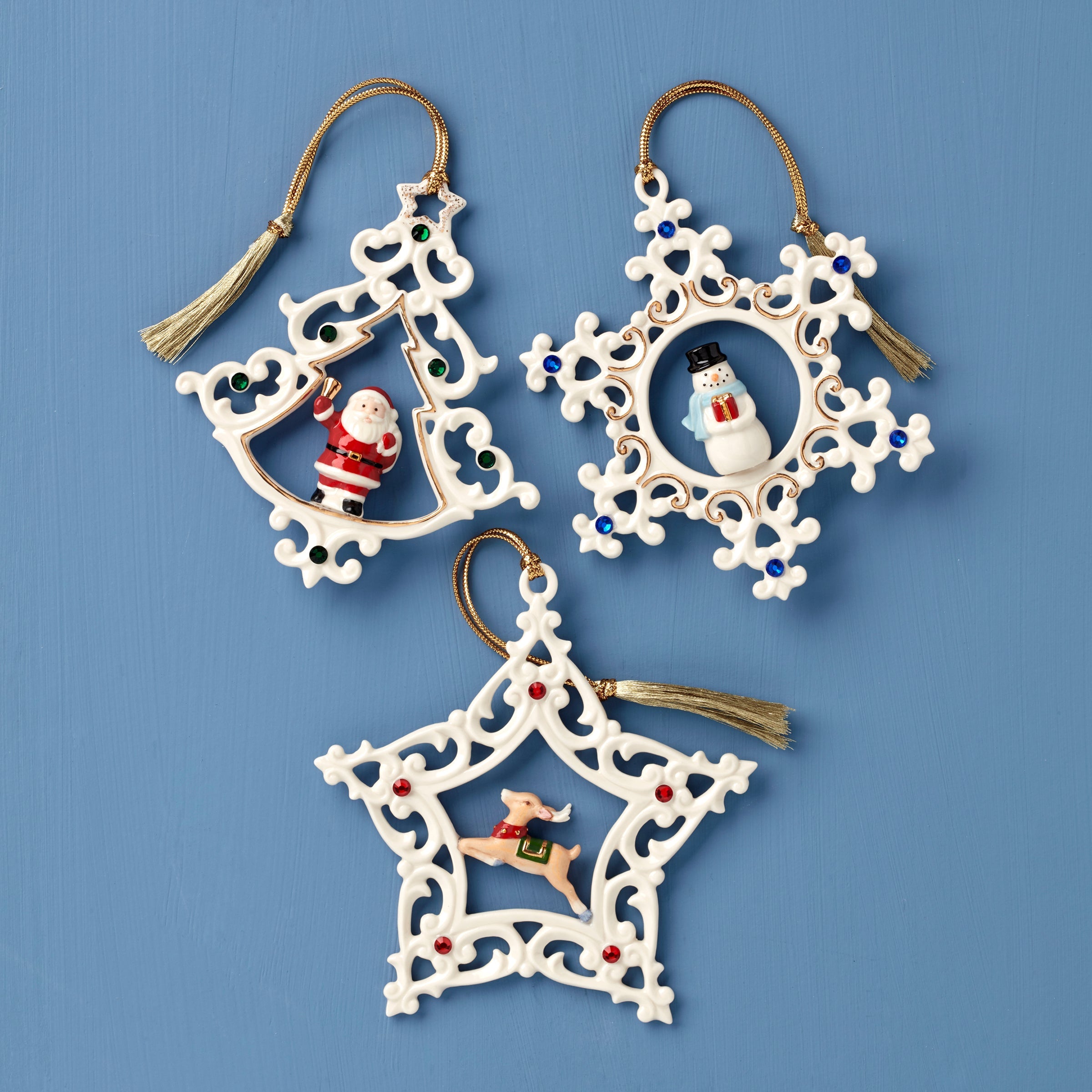 Pierced Gem Ornaments - Set Of 3