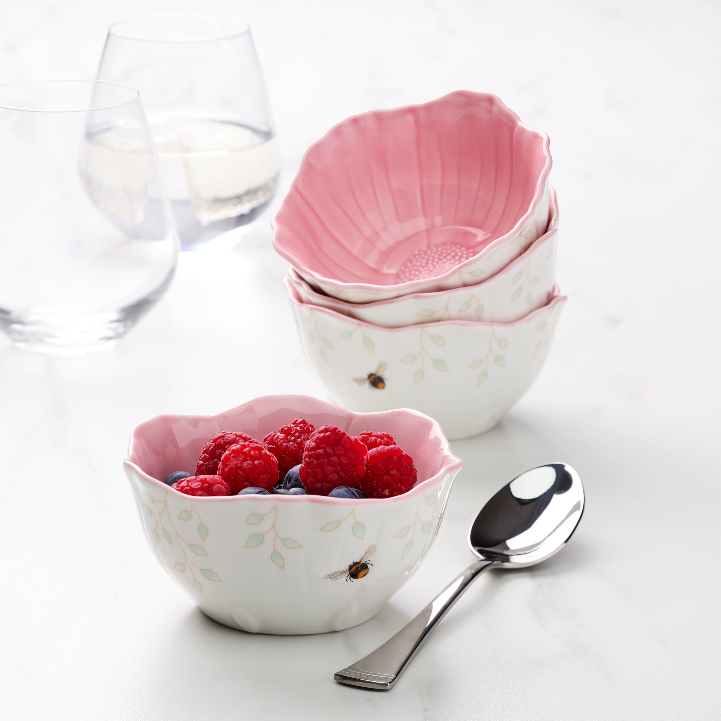 Butterfly Meadow Floral Pink Dessert Bowls - Set of 4 - Image 2