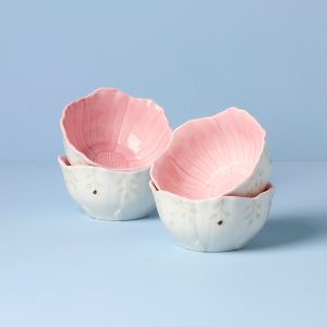 Butterfly Meadow Floral Pink Dessert Bowls - Set of 4