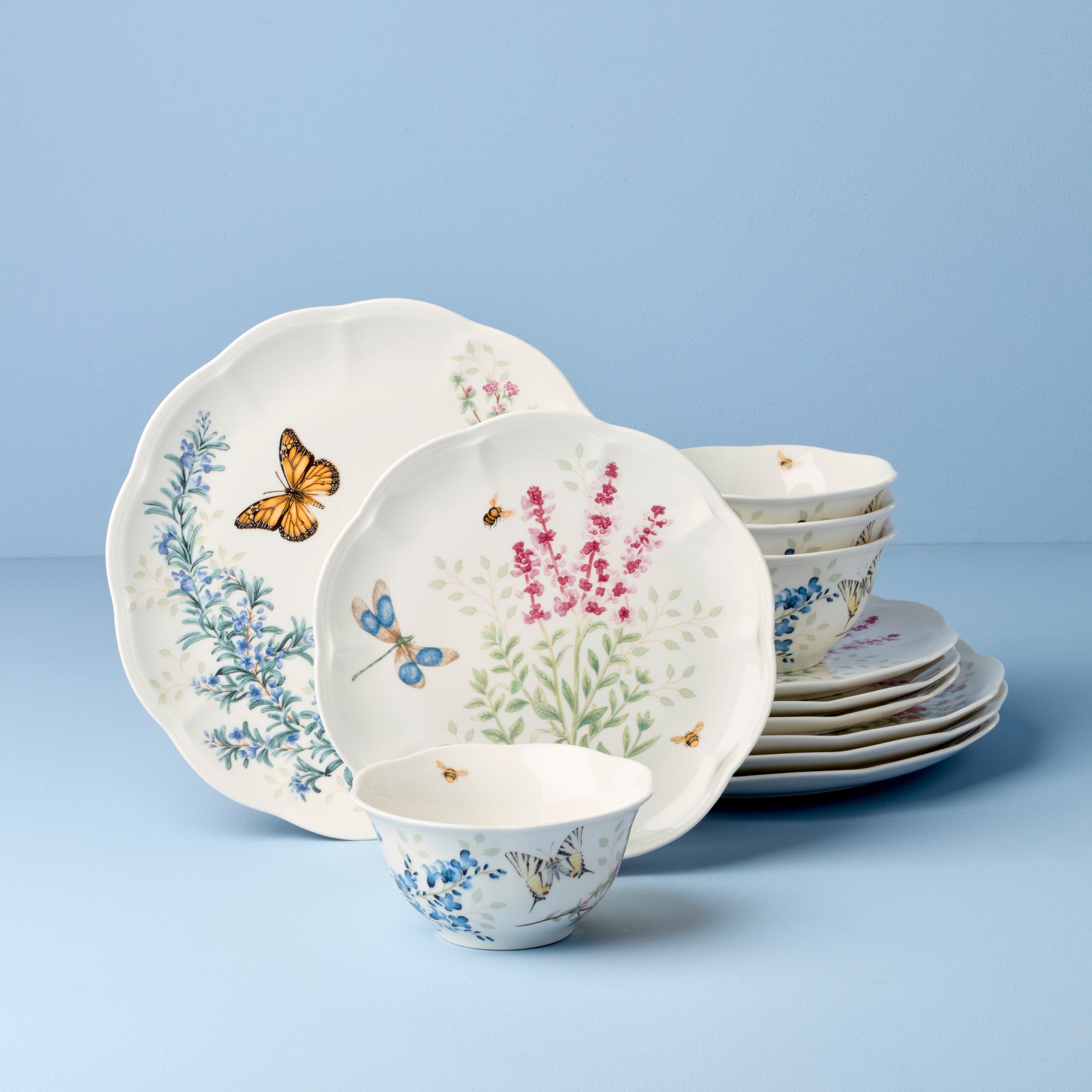 Butterfly Meadow Herbs 12-Piece Dinnerware Set