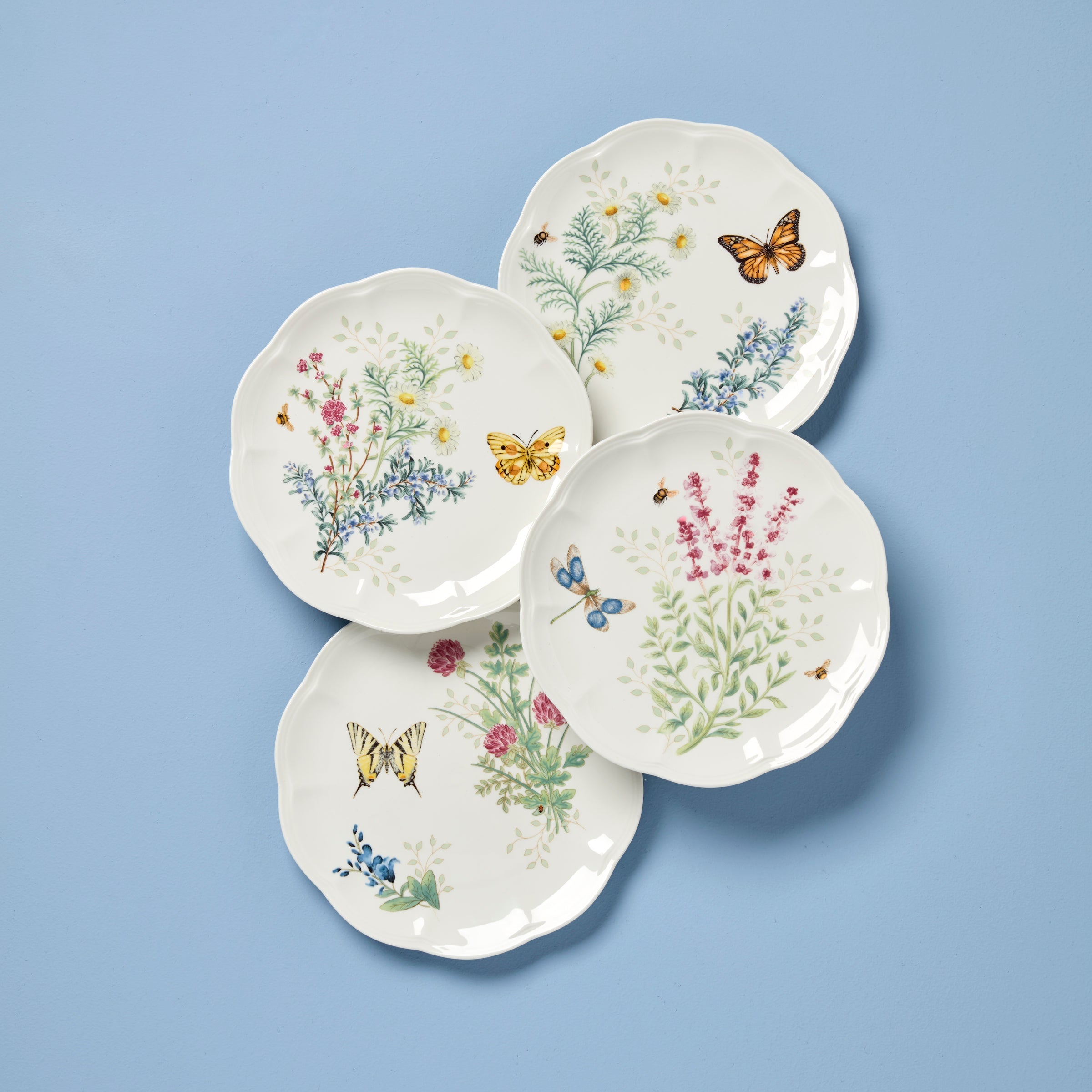 Butterfly Meadow Herbs Accent Plates - Set of 4