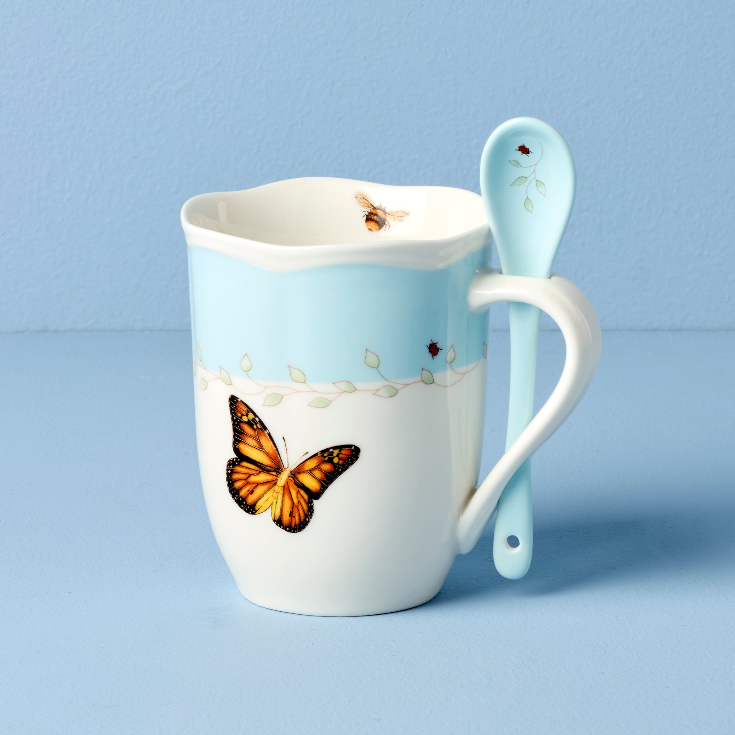 Butterfly Meadow Blue Mugs With Spoons - Set of 2 - Image 3