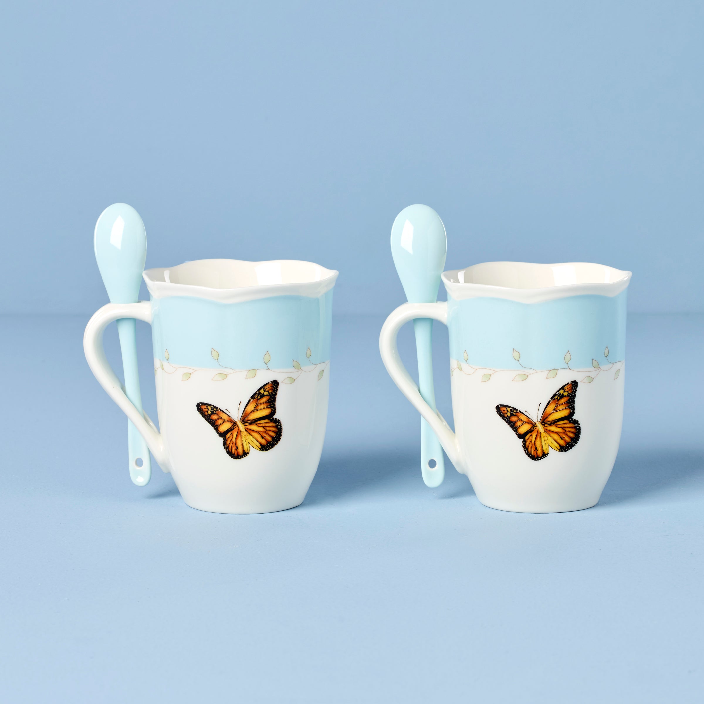 Butterfly Meadow Blue Mugs With Spoons - Set of 2 - Image 2