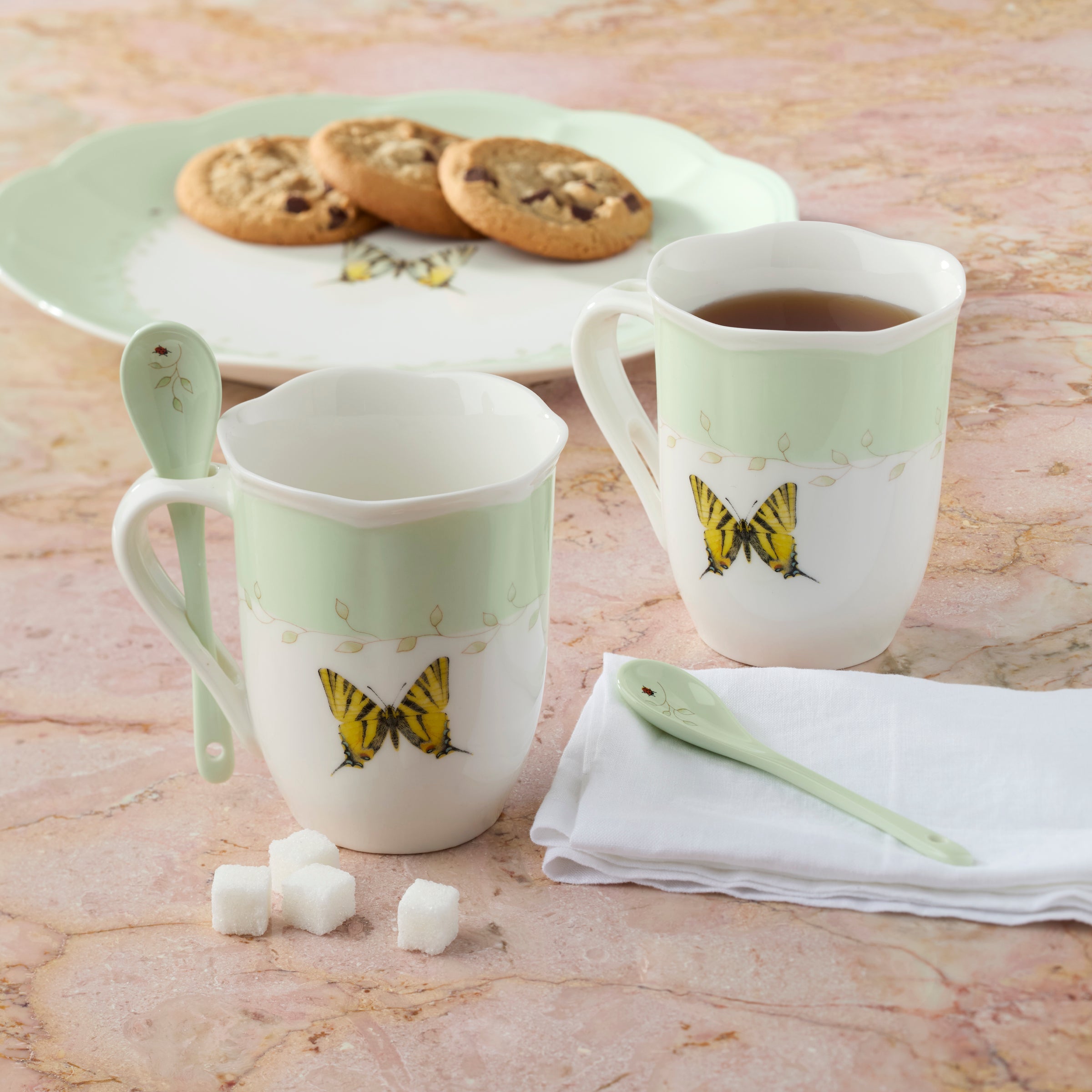 Butterfly Meadow Color Mugs With Spoons - Set of 8 - Image 4