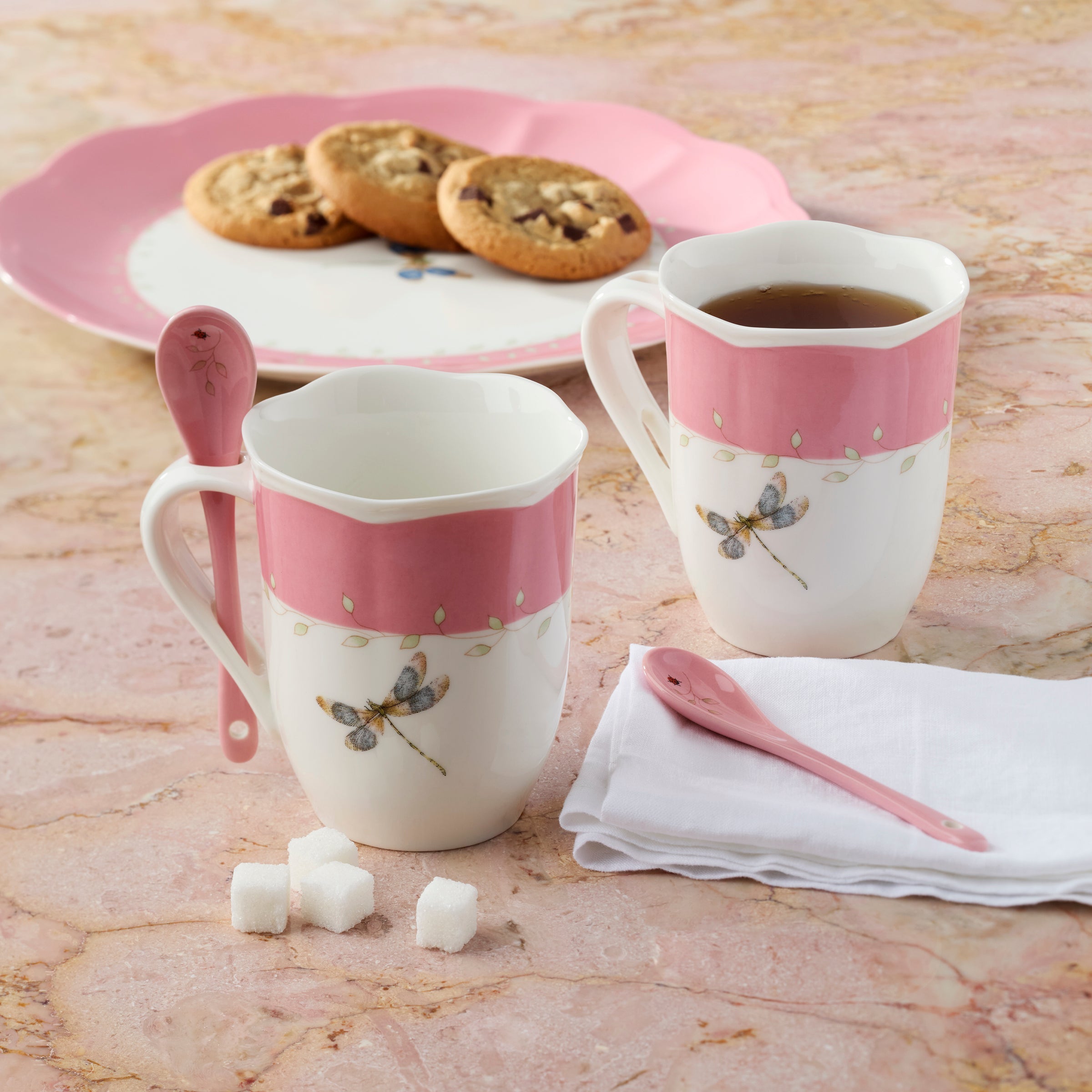 Butterfly Meadow Pink Mugs With Spoons - Set of 2 - Image 5