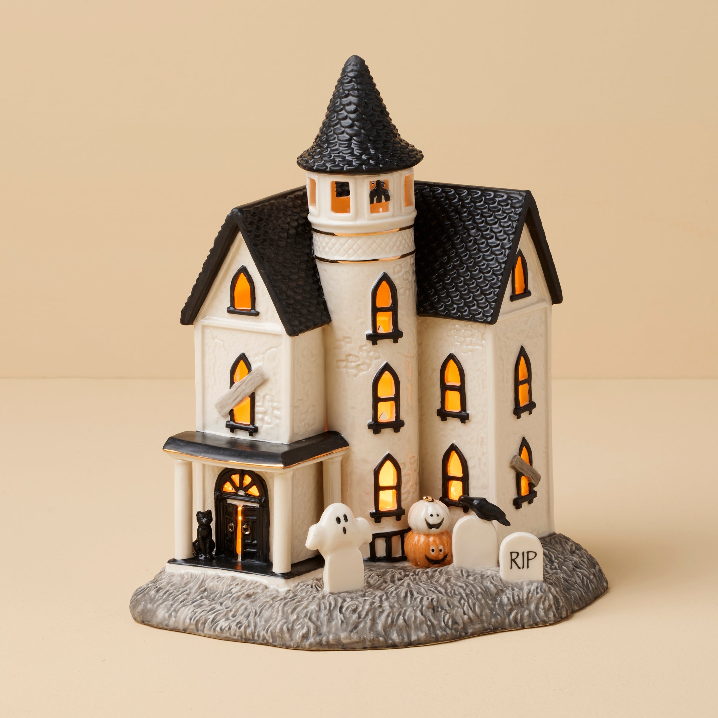 Vintage Halloween Lit Manor Figurine - Image 2