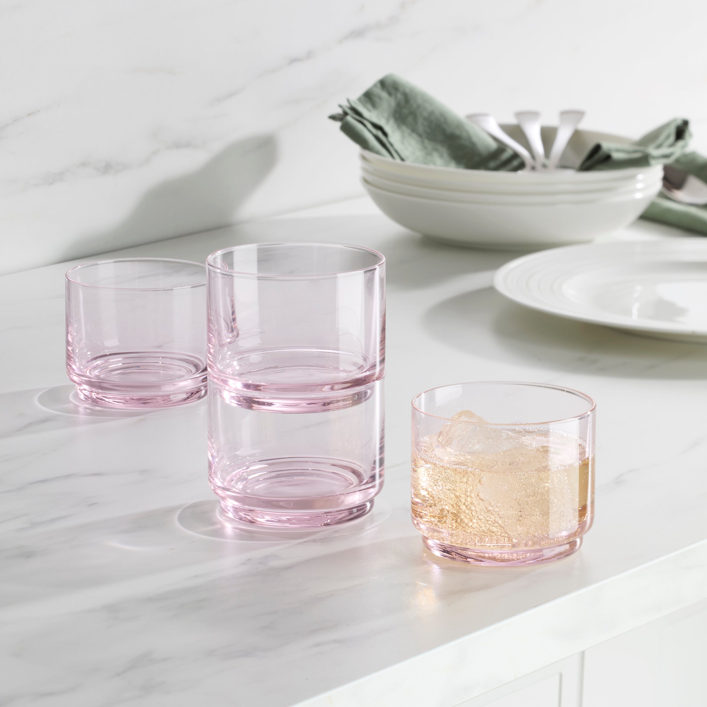 Tuscany Stackable Blush Short Glasses - Set Of 4 - Image 3