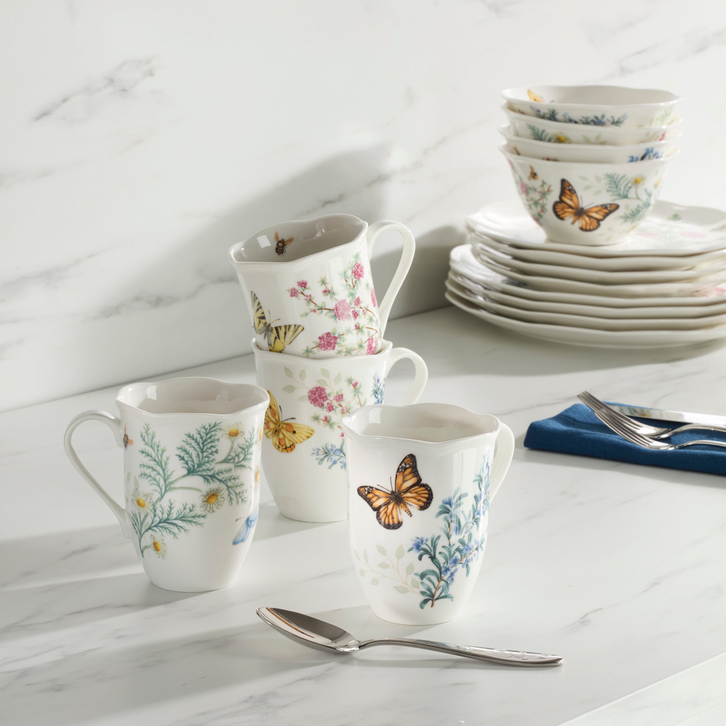 Butterfly Meadow Herbs Mugs - Set of 4 - Image 3