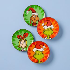 Merry Grinchmas Tidbit Plates - Set of 4