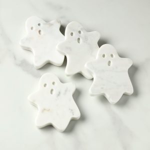 White Marble Ghost Coasters. Set of 4
