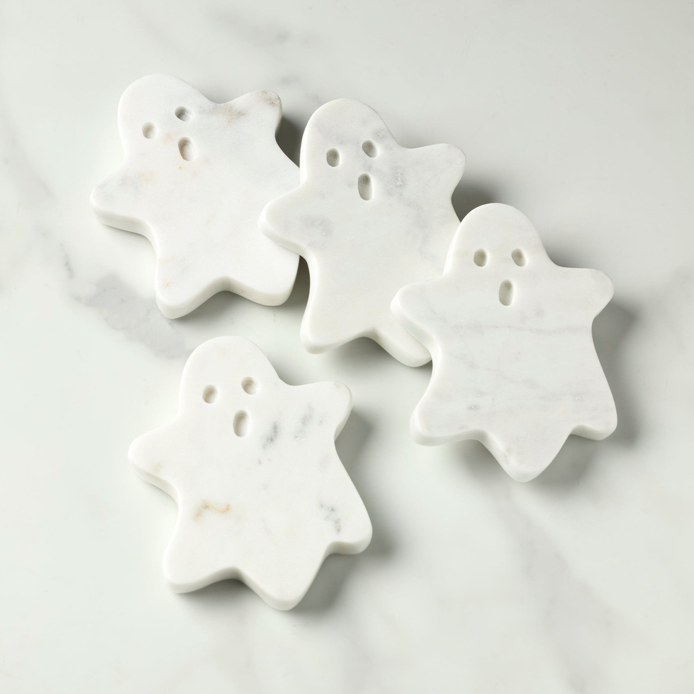 White Marble Ghost Coasters. Set of 4