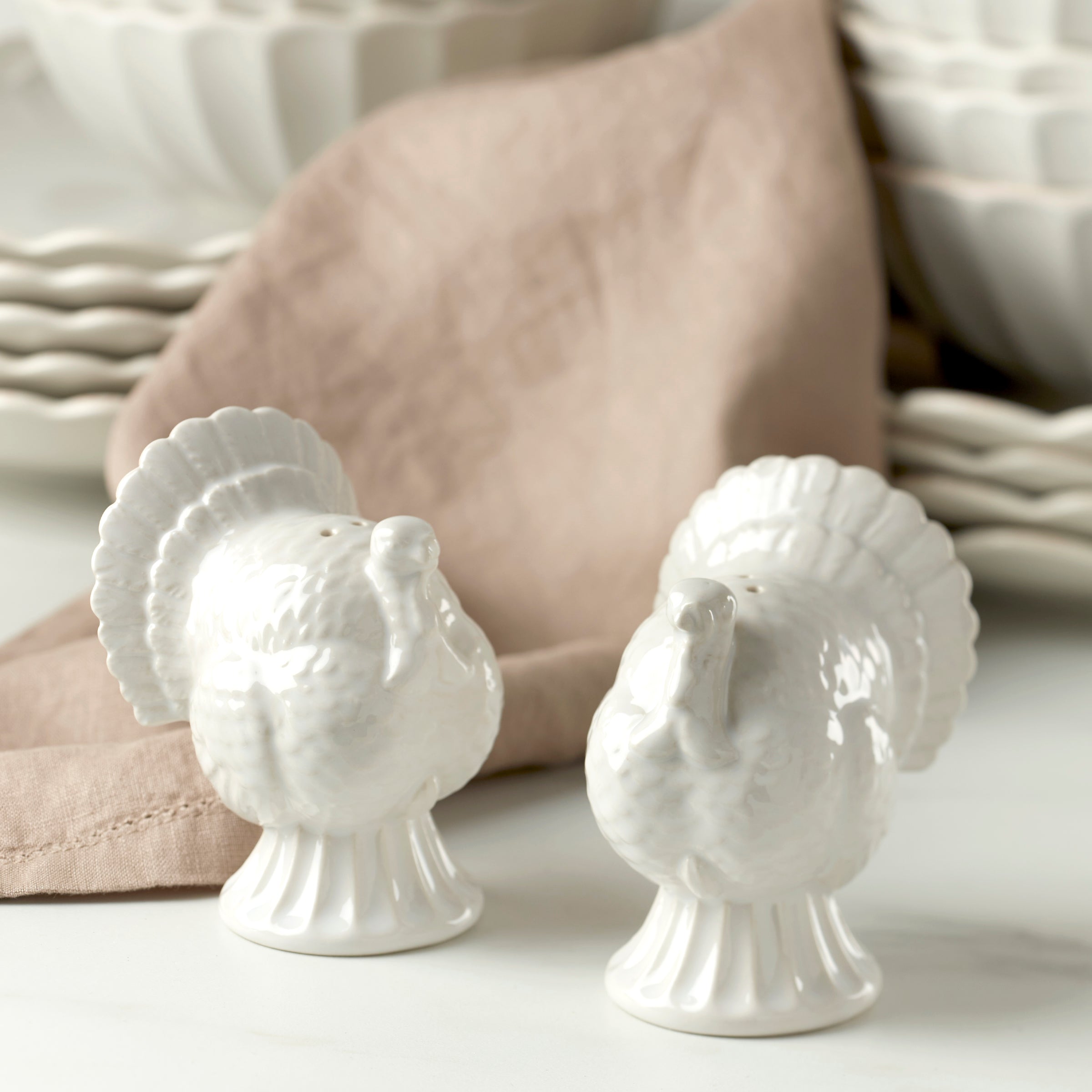 French Perle Carved Turkey Salt & Pepper Set - Image 4