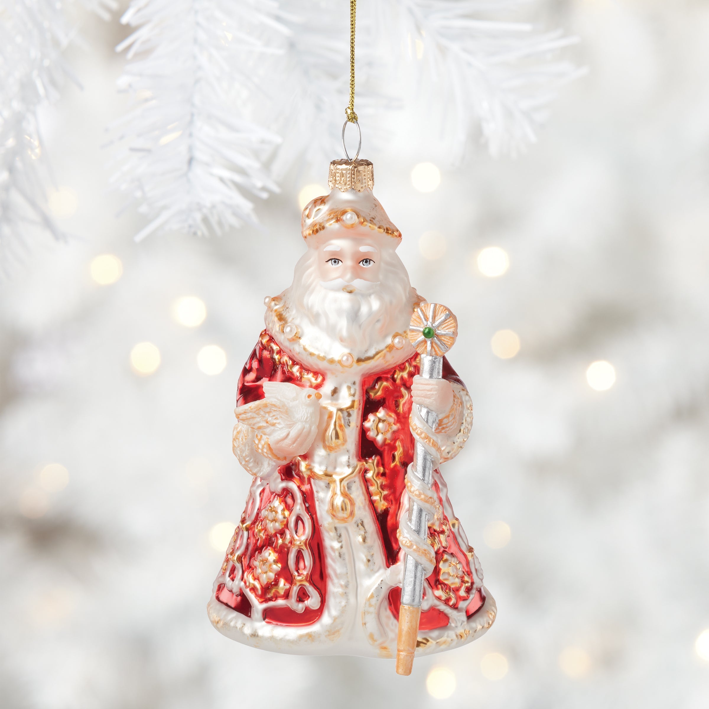 2025 Retro Blown Glass Santa Ornament - Image 3