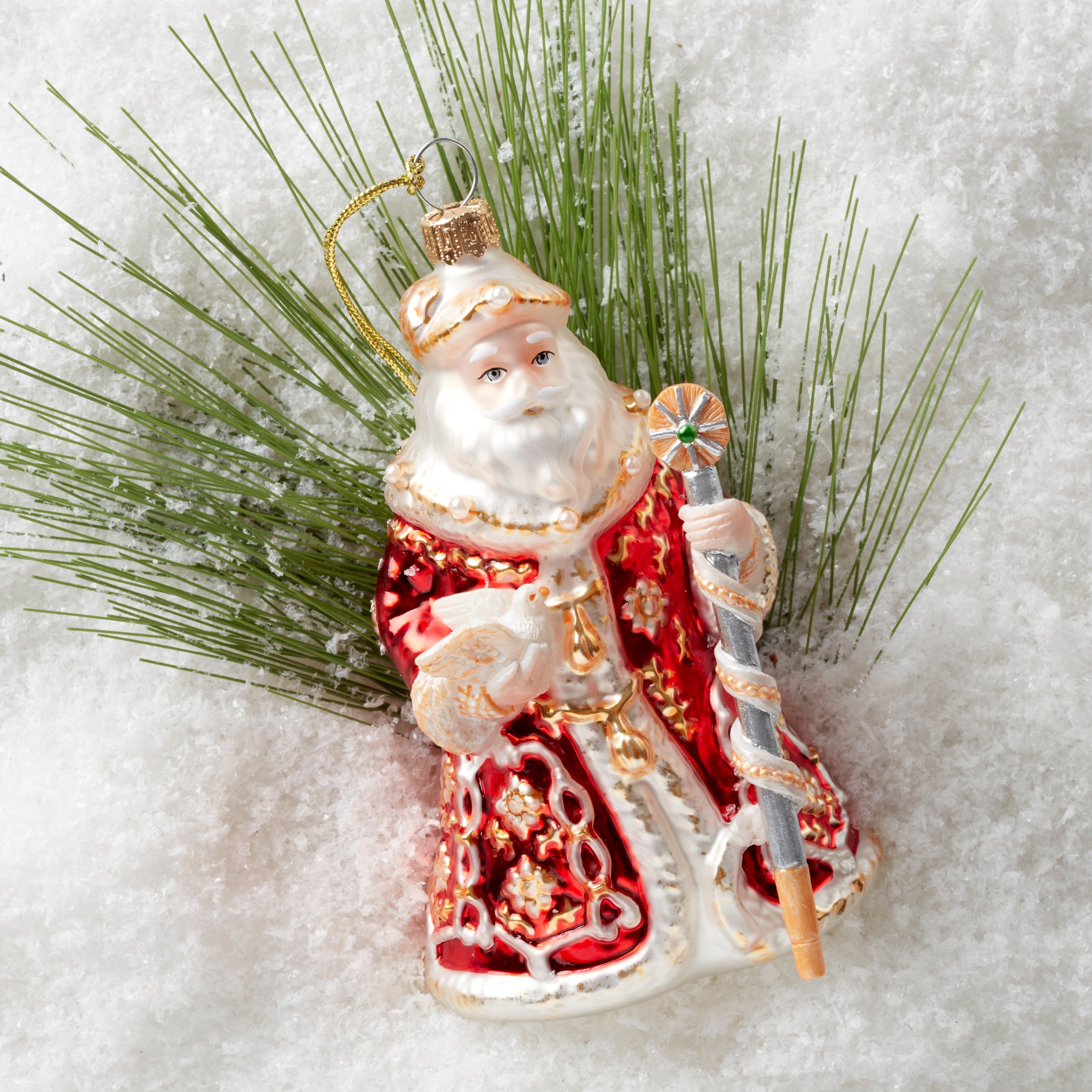 2025 Retro Blown Glass Santa Ornament - Image 4