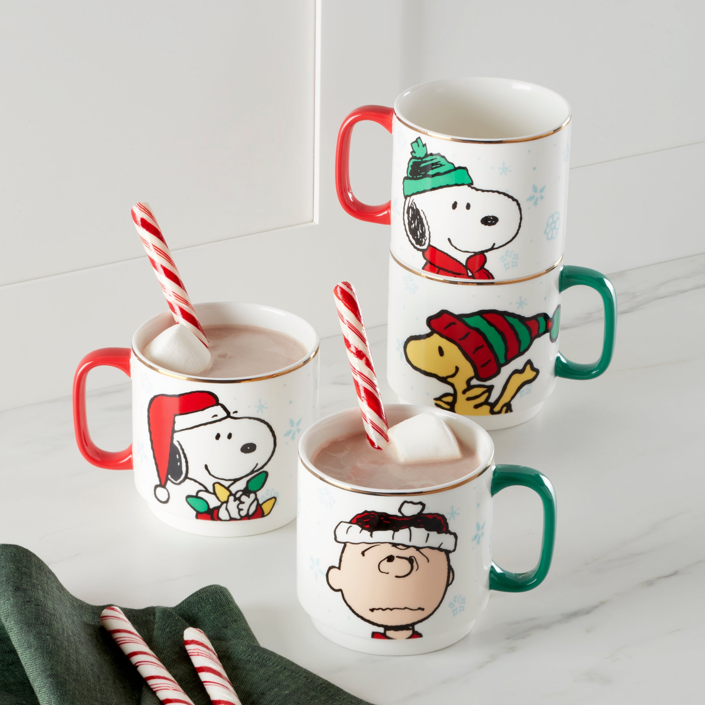 Snoopy Christmas Stacking Mugs - Set of 4 - Image 3