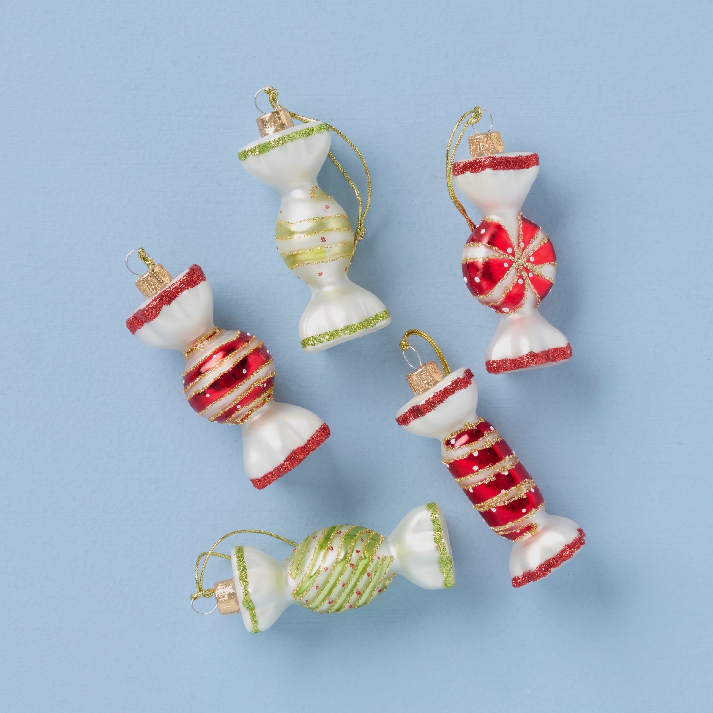 Blown Glass Candy Ornaments - Set Of 5