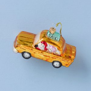Blown Glass Taxi Ornament