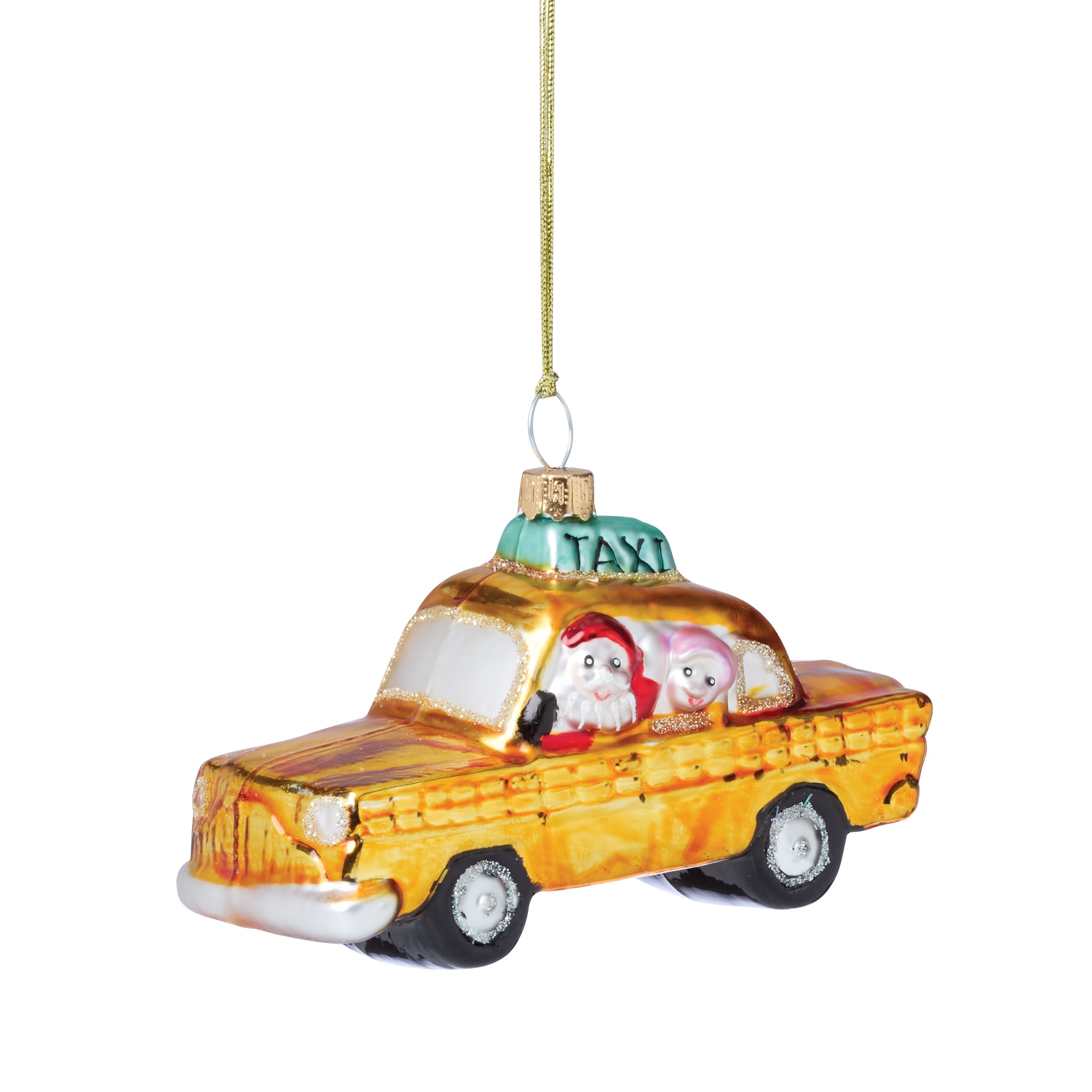 Blown Glass Taxi Ornament - Image 3