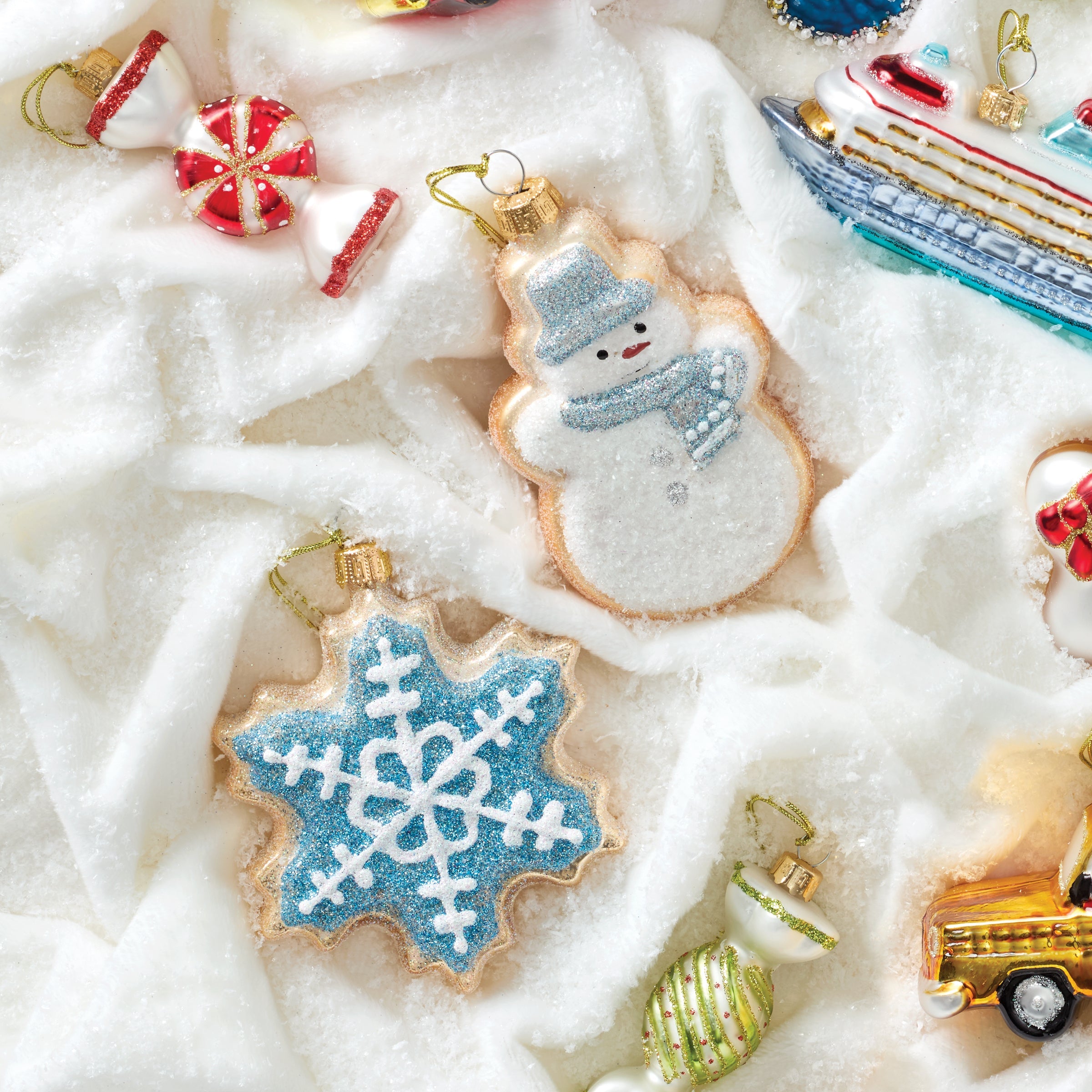 Blown Glass Snowman & Snowflake Cookie Ornaments 2 - Image 2