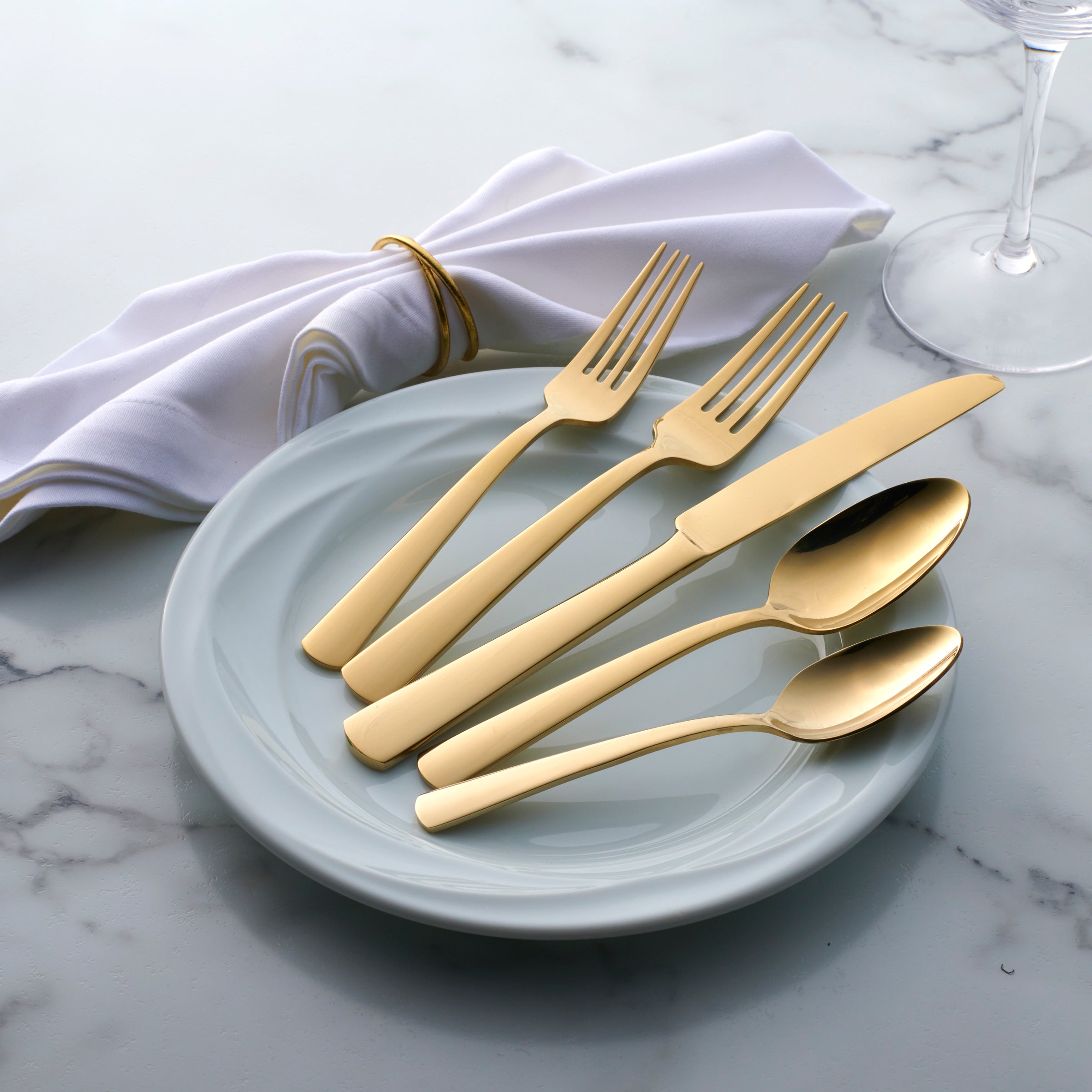 Aptitude Champagne Satin 20 Piece Flatware Set - Image 4