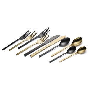 Allay Black Champagne 40 Piece Flatware Set