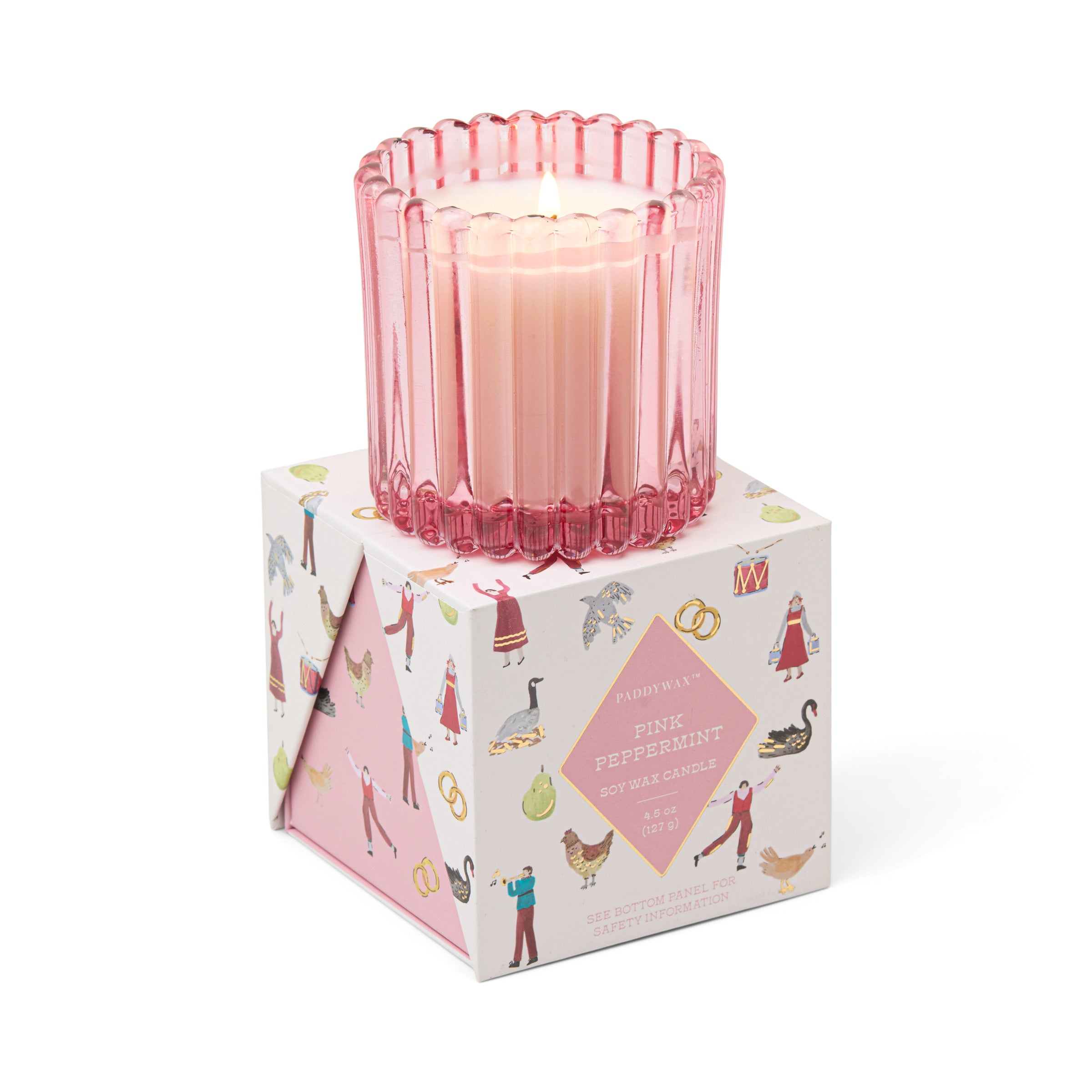 Pink Peppermint 4.5-oz Soy Wax Holiday Candle. Gift Boxed