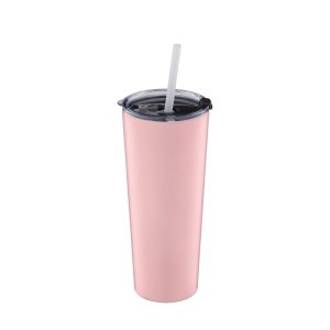 Pink Insulated Tumbler With Straw