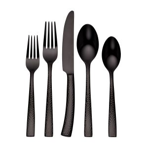 Paris Hammered Gunmetal Titanium 20 Piece Flatware Set