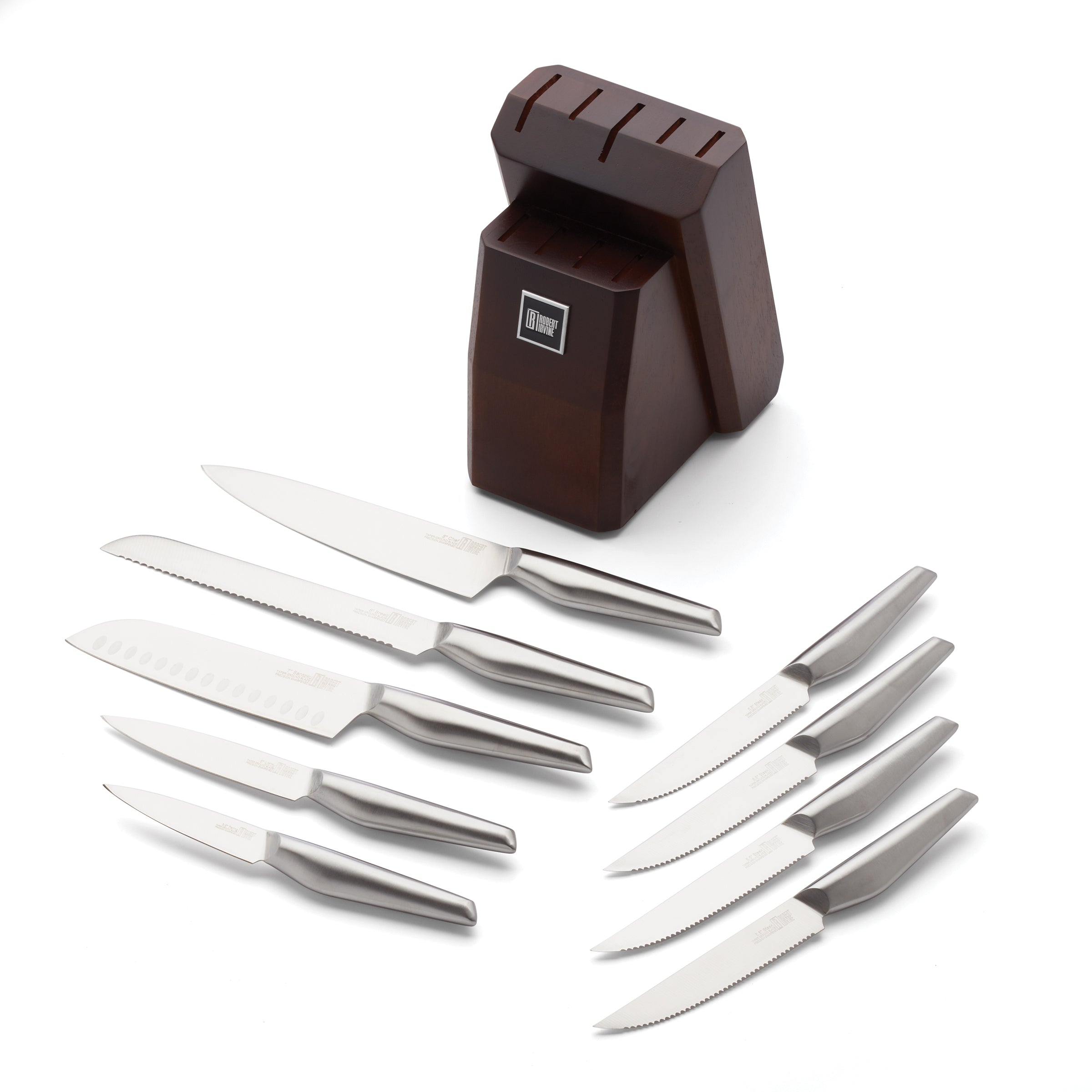 Robert Irvine 10 Piece Cutlery Block Set - Silver - Image 2
