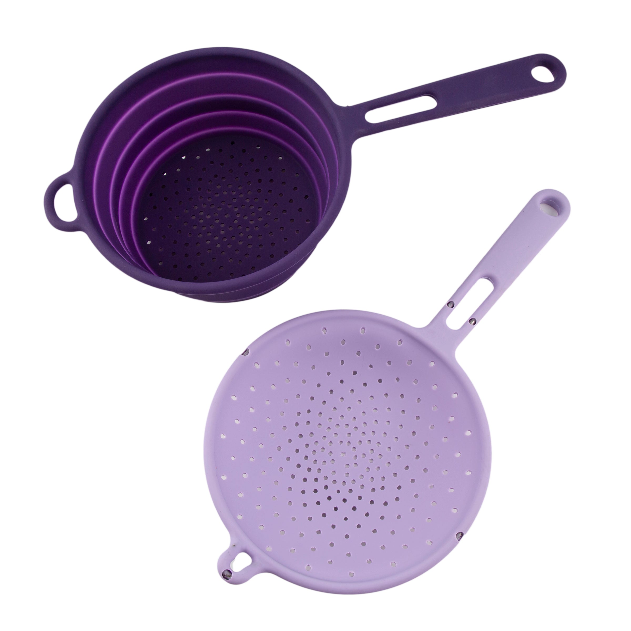 Robert Irvine 2-Piece Silicone Colander Set Purple - Image 2