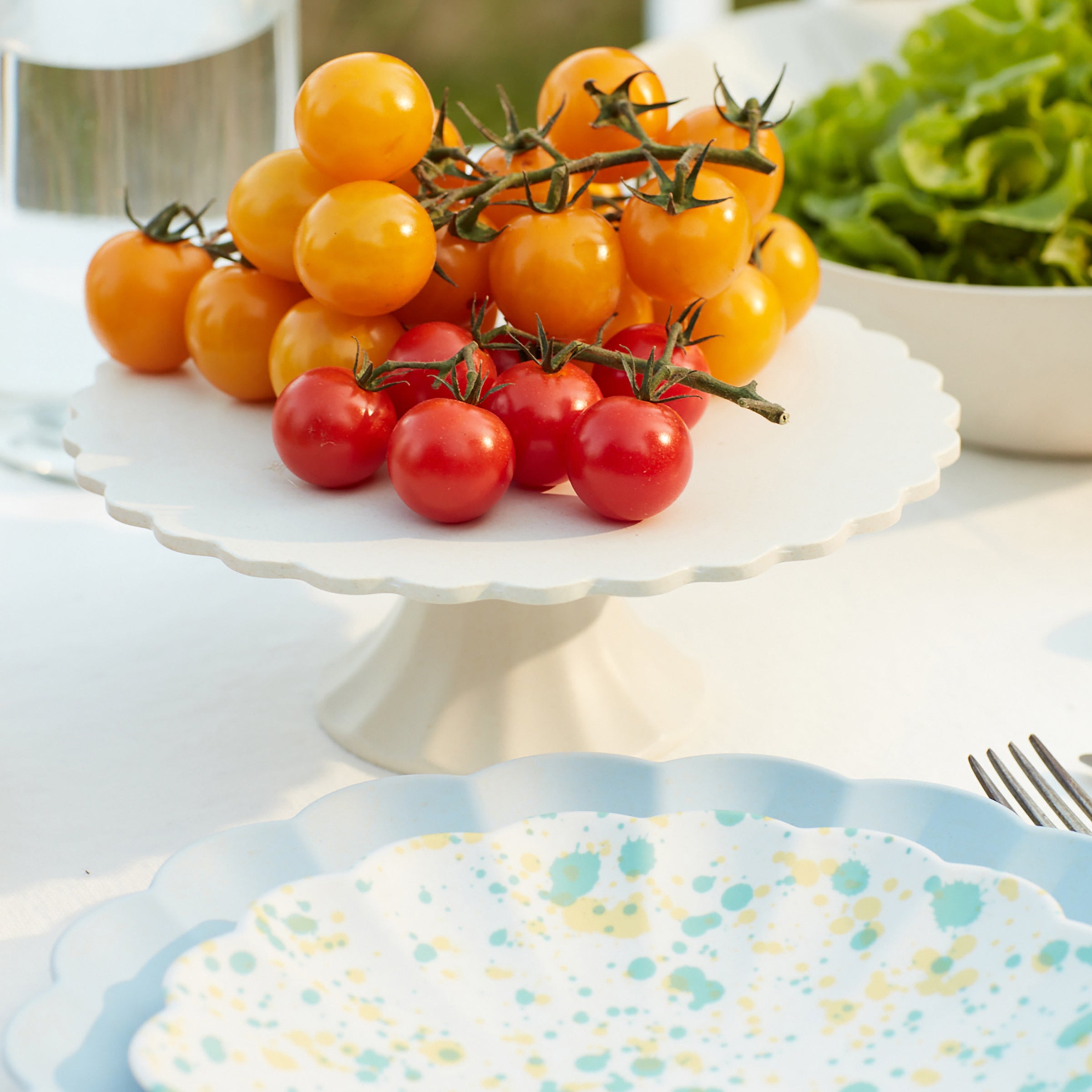 Small Reusable Bamboo Cake Stand. Cream - Image 2