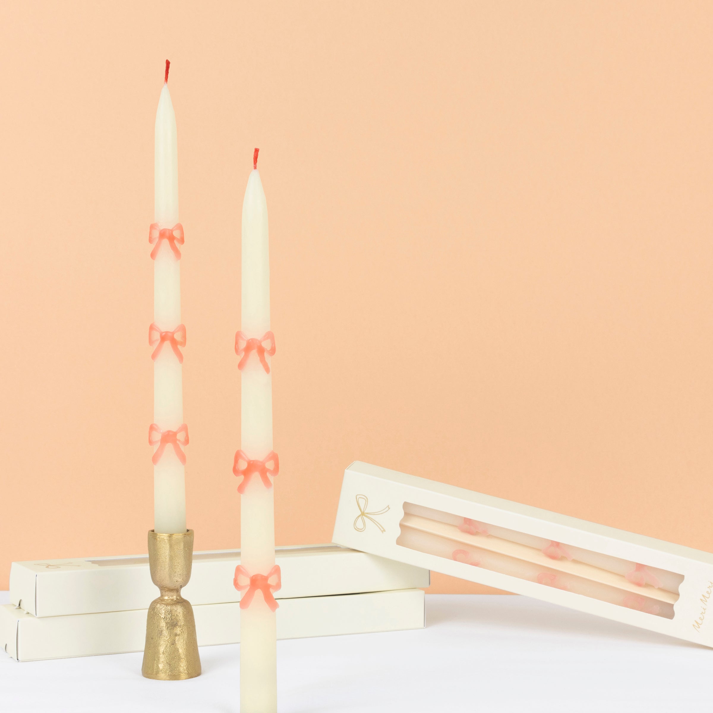Pink Bow Taper Candles - Image 4