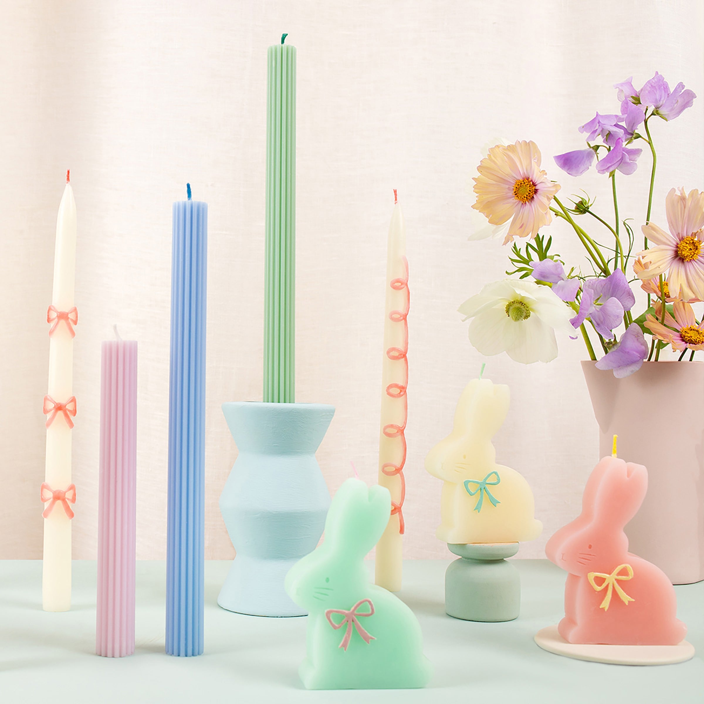 Pink Bow Taper Candles - Image 5