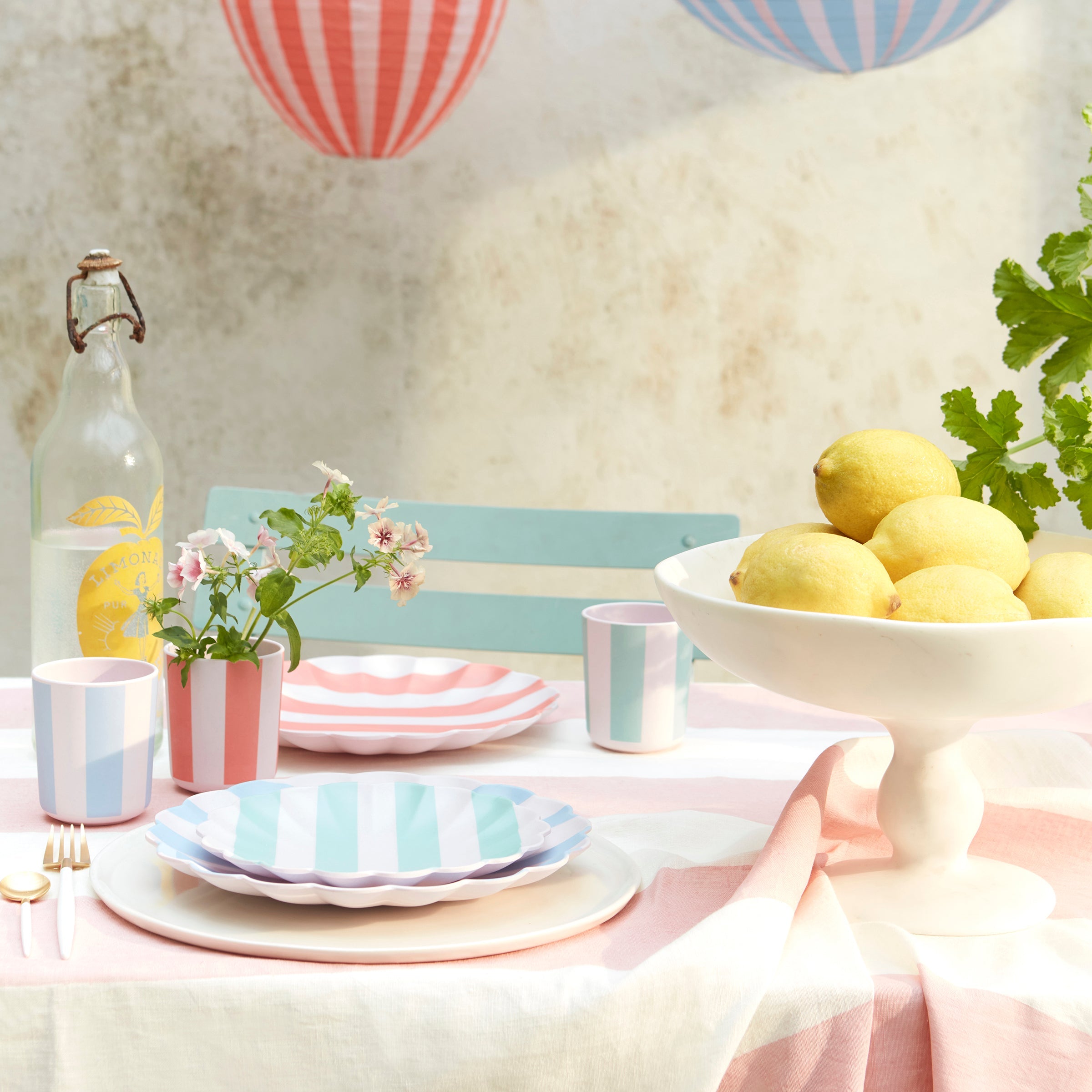 Stripy Reusable Bamboo Large Plates. Set of 6 - Image 6