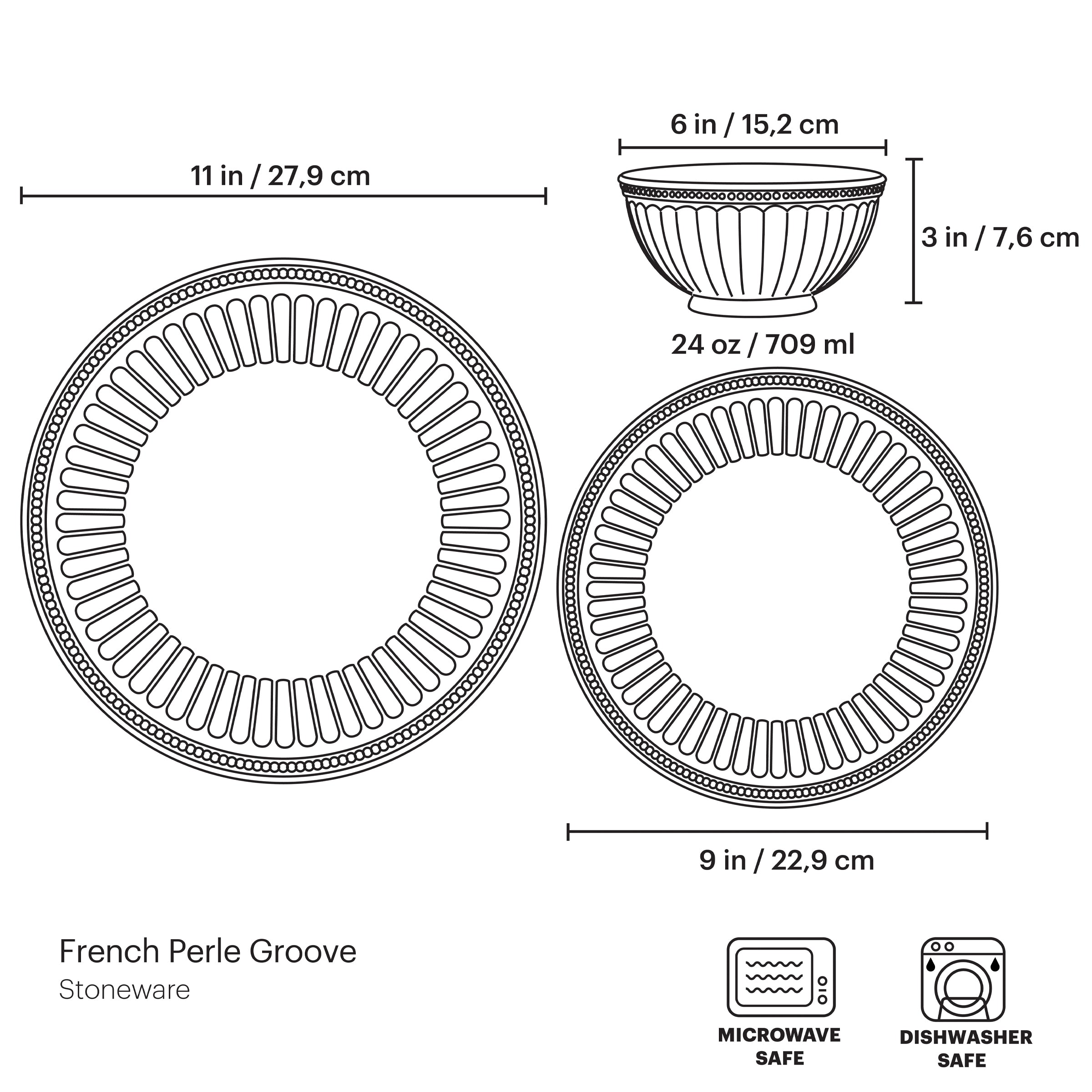 French Perle Groove 12-Piece Place Setting - Image 12
