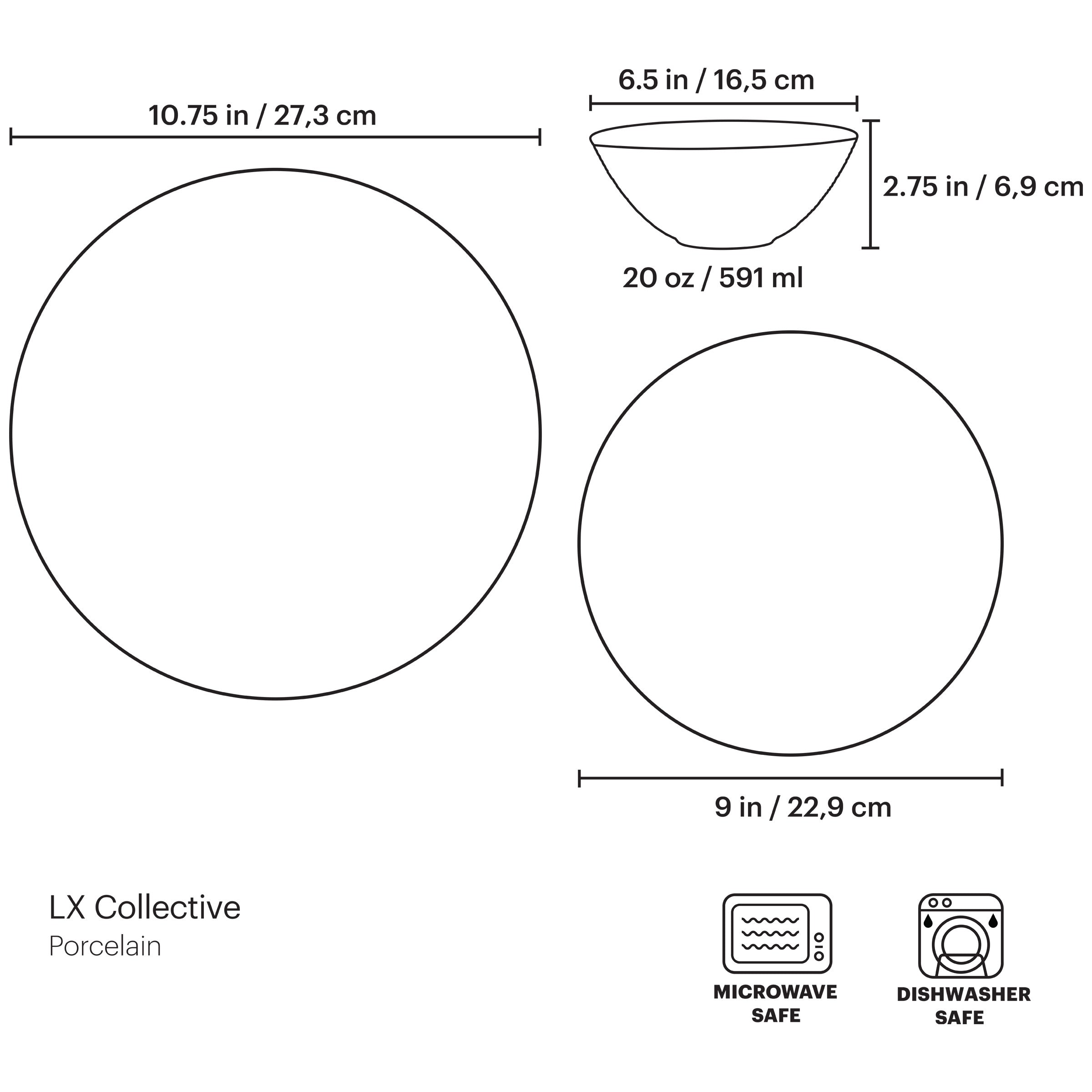 LX Collective Black 12-Piece Dinnerware Set - Image 9