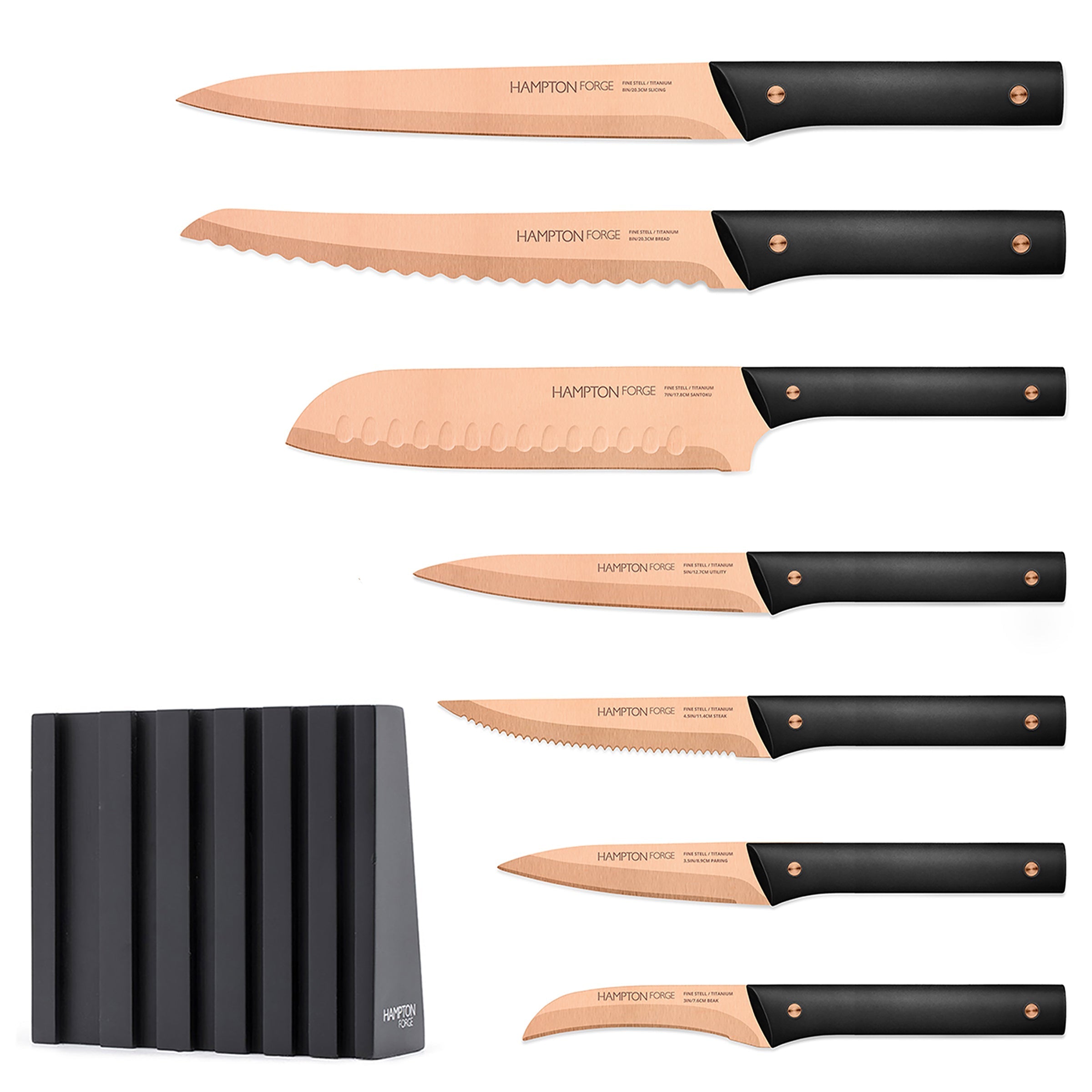 Knight 13 Piece Cutlery Block Set - Copper - Image 3