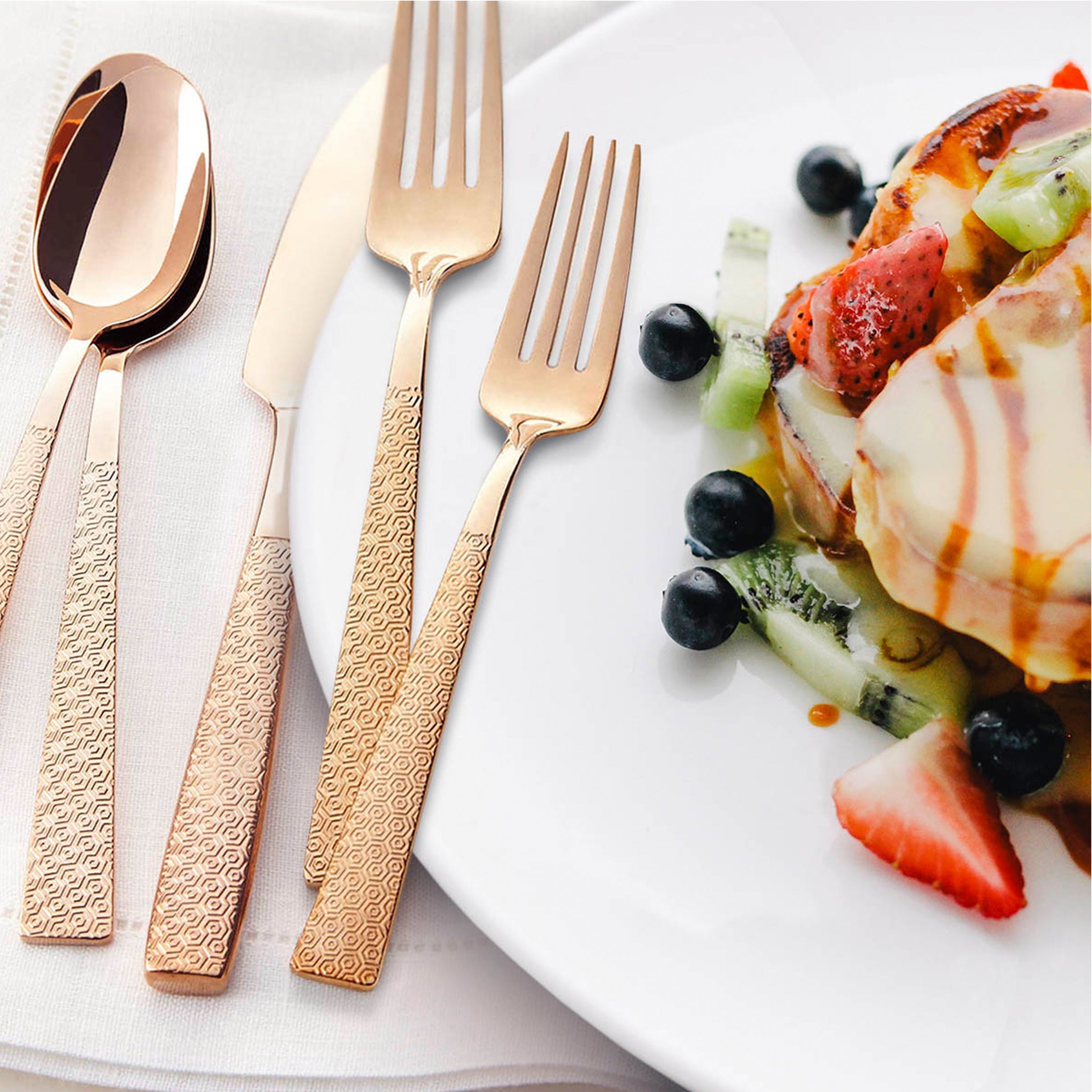 Rose In Full Rose Gold 20 Piece Flatware Set - Image 2