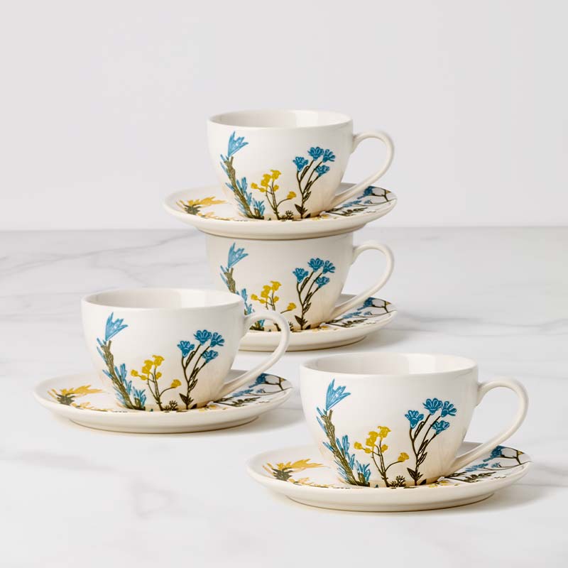 Wildflowers Tea Cup & Saucer - Set of 4